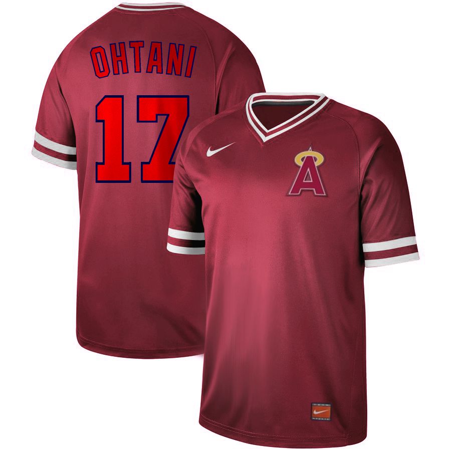 Men Los Angeles Angels #17 Ohtani Red Nike Cooperstown Collection Legend V-Neck MLB Jersey